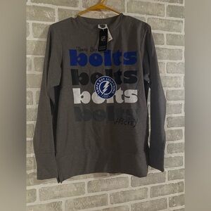 NHL Tampa Bolts Hockey Gray Long Sleeve Tee NWOT